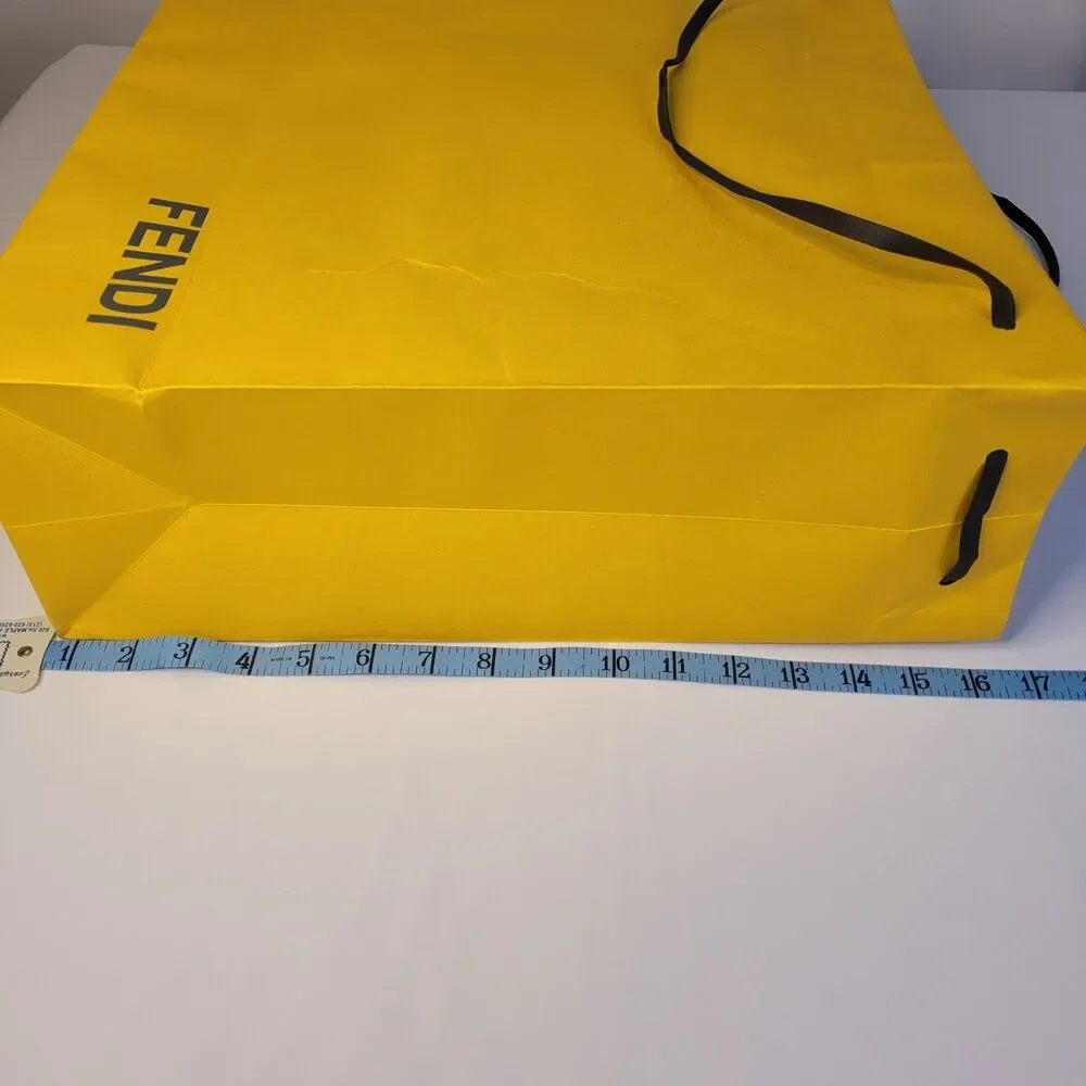 Authentic Fendi Large Yellow Paper Gift Shopping Bag